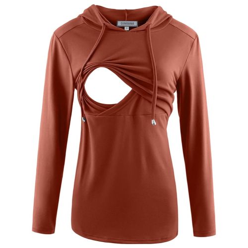 GINKANA Women's Nursing Hoodie Sweatshirt Long Sleeves Breastfeeding Maternity Tops Casual Clothes
