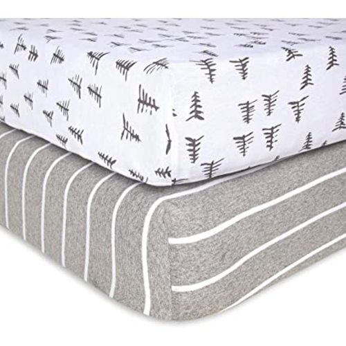 Burt's Bees Baby - Fitted Crib Sheets, 2-Pack, Boys & Unisex 100% Organic Cotton Crib Sheet for Standard Crib and Toddler Mattresses (Pine Forest)