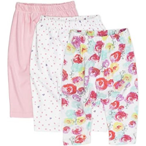 HonestBaby Multipack Harem Pants Roomy Fit Pull on Bottoms 100% Organic Cotton for Infant Baby Boys, Girls, Unisex