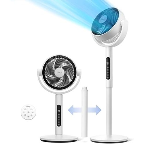 Levoit Standing Fan for Bedroom, 82ft CirculAir 120°Oscillating Fan, 20dB, 908CFM Ultra-High Airflow Floor Fan, DC Motor, 9 Speeds, 4 Modes, Remote Control, Sensor, 9H Timer, Pedestal & Tabletop