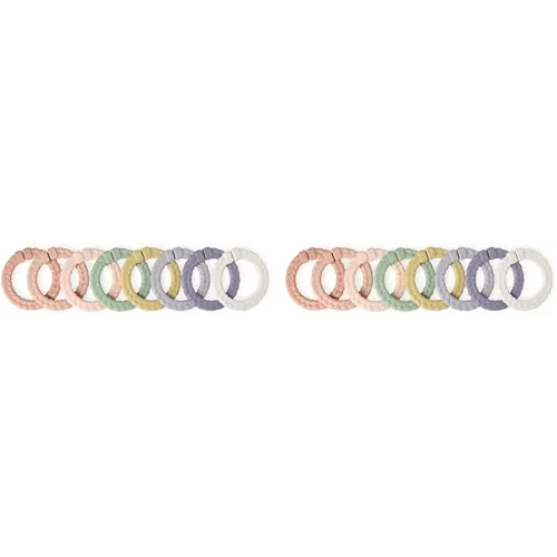 Itzy Ritzy Linking Ring Set; Set of 8 Braided, Rainbow-Colored Versatile Linking Rings; Attach to Baby's Car Seat, Stroller & Activity Gym to Keep Toys Nearby; Pink Rainbow (Pack of 2)
