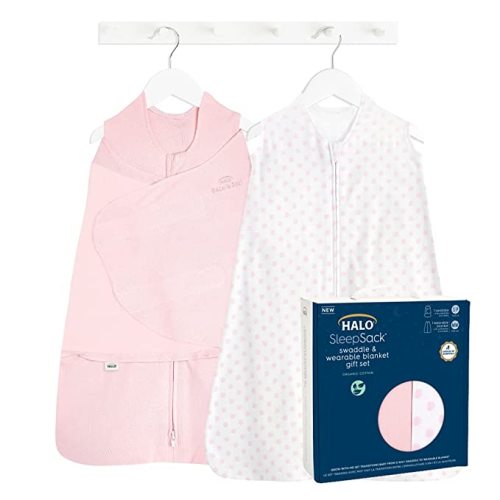 Amazon.com: HALO Sleepsack Swaddle 3-6 Months and Wearable Blanket 6-12 Months 100% Organic Cotton 2-Piece Gift Set with Box, TOG 1.5, Strawberry : Baby