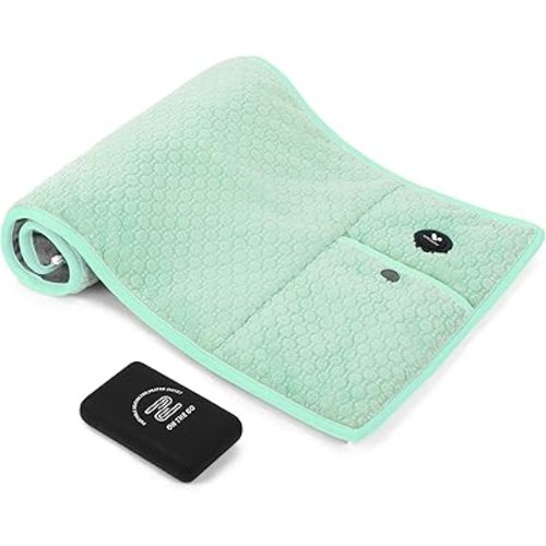 Weighted Heating Pad with Battery, 3 Heat Settings, Electric Portable Cordless Heating Pad for Back, Abdomen, Machine Washable, 45" * 11"