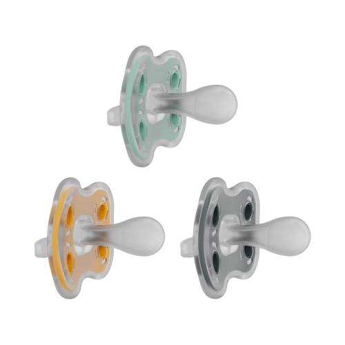 Dr. Brown's Advantage One-Piece Silicone Baby Pacifier, Fully Symmetrical Soother, Neutral, 6-18m, BPA Free, 3 Pack