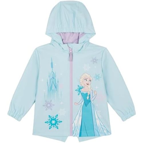 Disney Girls' Hooded Zip-Up Rain Jacket Toddler to Big Kid