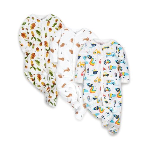 Baby Boys Girls Cotton Footies Multi Pack Long Sleeve Baby Footed One-Piece Jumpsuit Multi Pack