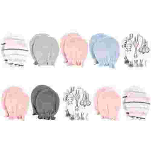 Hudson Baby Infant Girl Cotton Scratch Mittens, Pink Safari, 0-6 Months