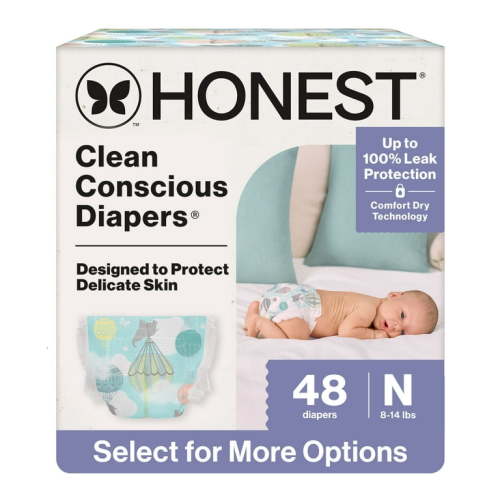 The Honest Company, Clean Conscious Diapers®, Above it All, Size NB, 48 Count Small Box