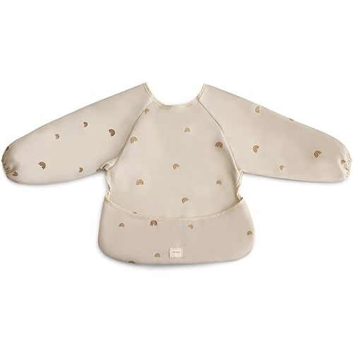 mushie Long Sleeve Baby Bib | Water Resistant Adjustable Fit for Ages 6-24 Months