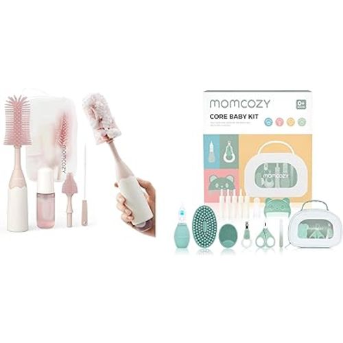 Momcozy Bottle Brush Kit & Momcozy Core Baby Kit, Baby Essential Kit for Grooming & Health & Cleansing