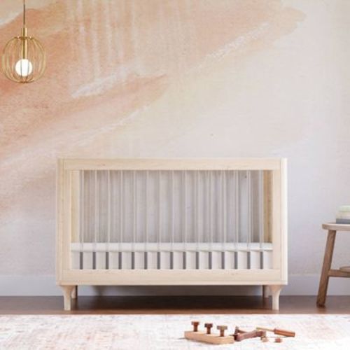 Babyletto Lolly 3-in-1 Convertible Crib with Toddler Rail - Washed Natural/Acrylic
