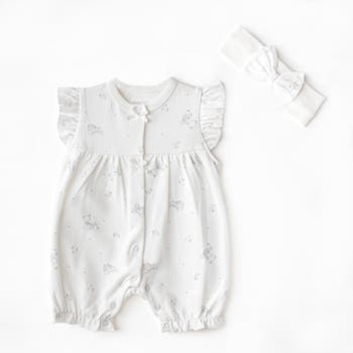 Cuddly Romper Ruffle Band Set, 9M