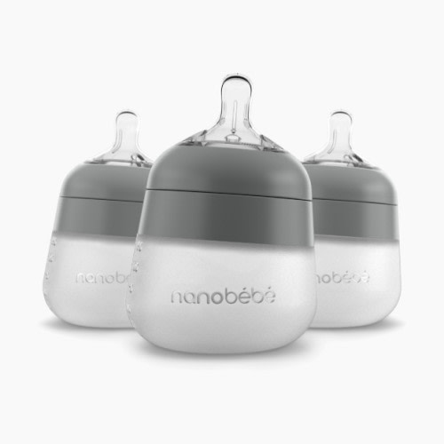 Nanobebe Flexy Silicone Baby Bottle - Gray, 5 Oz, 3