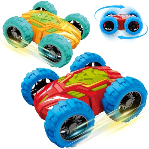 Toddlers Car Toys for 2-3, Toys Cars for Ages 2-4, Double-Sided Monster Truck Toys, Stunt Push and Go Friction Cars, 3 Year Old Boy Toys, Toy Cars for 2 3 4 5 6 Year Old Boy Christmas Birthday Gift