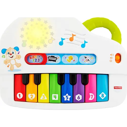 Fisher-Price Baby Toy Laugh & Learn Silly Sounds Light-Up Piano Musical Instrument with Learning Songs for Infants Ages 6+ Months
