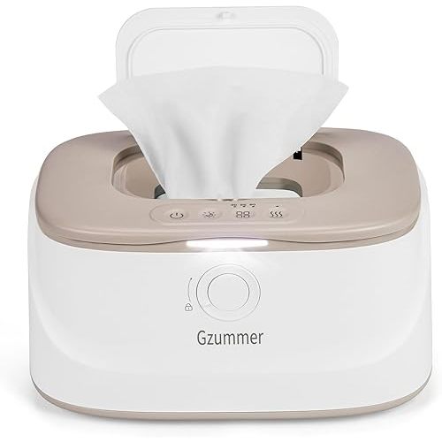 Baby Wipe Warmer, Innovative Spring & Child Lock Design, Large Capacity Wipes Dispenser, Fast Heating, 3 Modes of Temperature Heating Control, Diaper Wipe Warmer with Night Light (Grey)