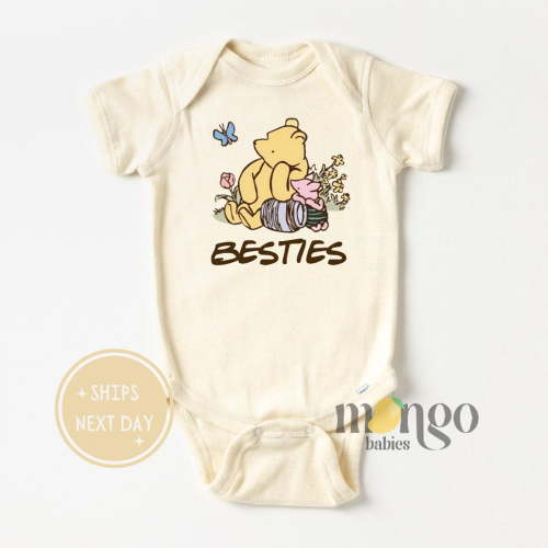 Besties Baby Onesies Pooh Bear Baby Announcement Baby Shower Gift For Newborn Clothes Trendy Baby Shirt Best Friends 2271 Cute Baby Onesie, BABY BODYSUIT LAT 4424
