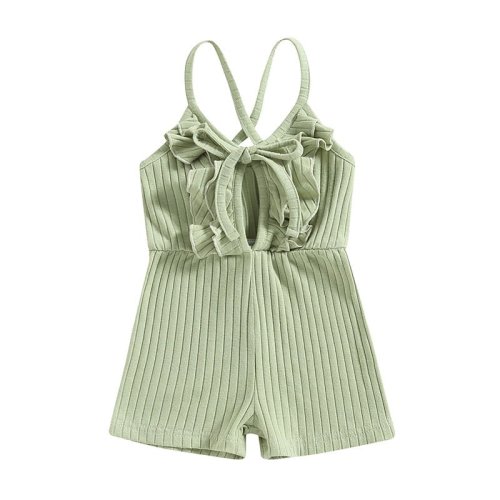 Ruffle Ribbed Peephole Romper