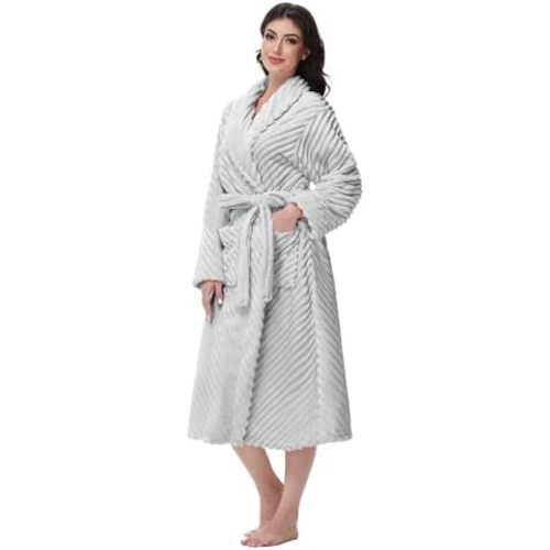 Yurhap Premium Robes for Women - Super Soft Cozy Fleece Womens Robe Plush Long Bathrobe
