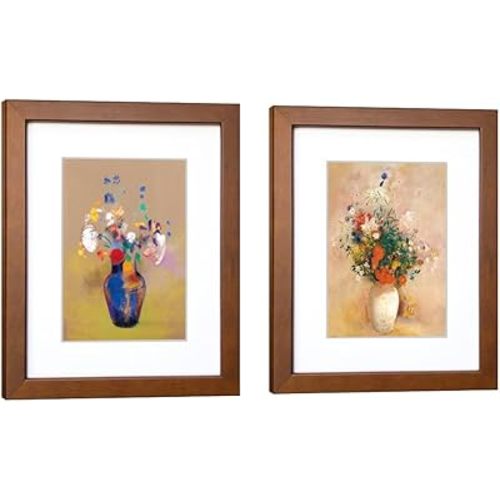 8x10 Picture Frame Set of 2 Made of Solid Wood Photo Frame with Real Glass for Pictures 5x7 with Mat or 8x10 Without Mat, Wall Gallery or Tabletop display Picture Frames, Brown