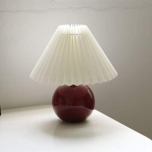 Korean Pleated Table Lamp Ins DIY Ceramic Table Lamps for Living Room Home Deco Cute Lamp with Tricolor Led Bulb Beside Lamp…