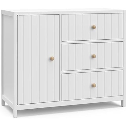 Graco Teddi Drawer Combo Dresser (White) – GREENGUARD Gold Certified, Interlocking Drawer System, Pre-Installed Drawer Tracks for Easier Assembly, Spacious Cabinet