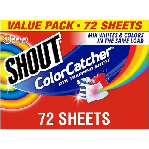 Shout Color Catcher Sheets for Laundry, Allow Mixed Washes, Prevent Color Runs, and Maintain Original Color of Clothing, 72 Count
