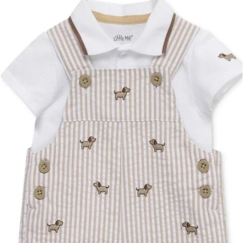 Puppies Woven Shortall Set (3M-12M)