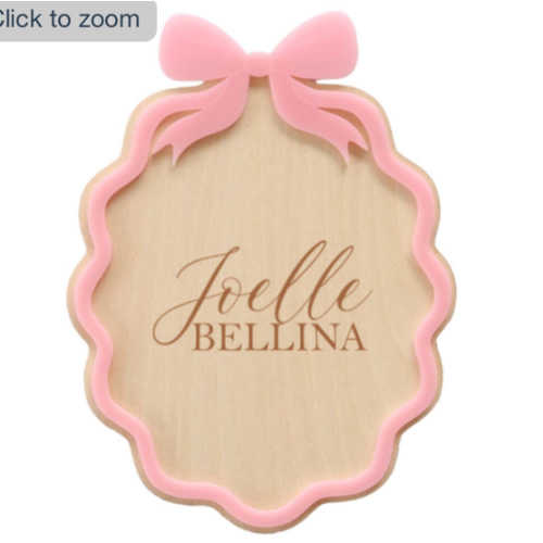 Personalized Wood Announcement | Scalloped Bow