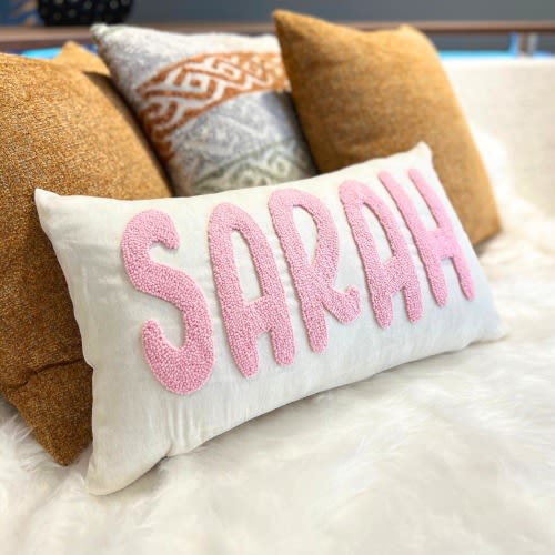 Personalized Punch Needle Name Pillow Cover, Custom Baby Gift, Baby Shower Gift, New Mom Gift, Baby Announcement, Kids Room Decor, Gift