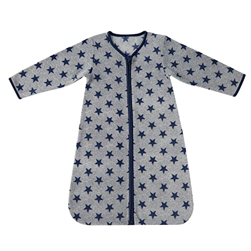 DaysU Micro Fleece Baby Sleep Sack 6-12 Months with Long Sleeves 1.5 TOG, Plush Warm Baby Wearable Blanket with 2-Way Zipper, Unisex Sleeping Bag for Infant Newborn, Navy Star