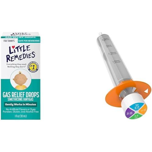 Little Remedies Gas Relief Drops & Ezy Dose Kids Oral Syringe Bundle | 1 oz. & 10 mL - 1 Fl Oz (Pack of 1) - Drops + Dispenser