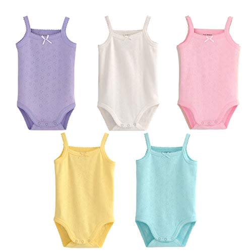 Baby Girls Spaghetti Strap Bodysuit Sleeveless Baby Tank Top Cotton Baby One-Pieces Pack of Summer Baby Clothes Outfit