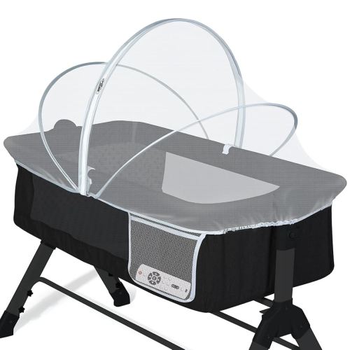 Orzbow Bassinet Cover with Two-Way Zippers & Storage Bag, Bassine Mosquito Net Cover for Bedside Sleeper to Keep Cats Out- Infant from Mosquito Bites and Falling Protection, White