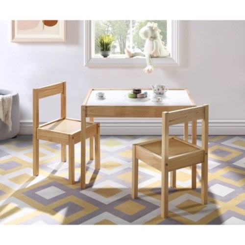 Olive & Opie Gibson Dry Erase Kids' Table and Chair Set - Natural - 3pc