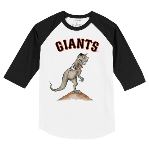 Infant San Francisco Giants Tiny Turnip White/Black TT Rex Raglan 3/4 Sleeve T-Shirt