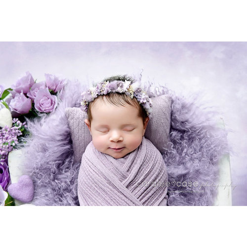 Lila SET lavender lilac babys breath organic newborn flower crown headband halo photography prop and stretch wrap