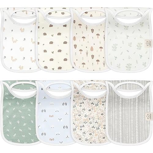 8-Pack Baby Bibs for Boys, Girls - Pullover Bibs for Drooling Teething Baby Girl & Boy Toddler, Newborn, Soft & Absorbent, Cute Colors, Large Torso Coverage Keep Infant Clean & Dry (Prairie)