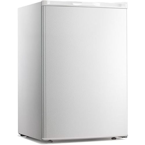Kismile Upright Freezer,3.0 Cu.ft Mini Freezer with Reversible Single Door,Removable Shelves,Small Freezer with Adjustable Thermostat for Home/Kitchen/Office (White)