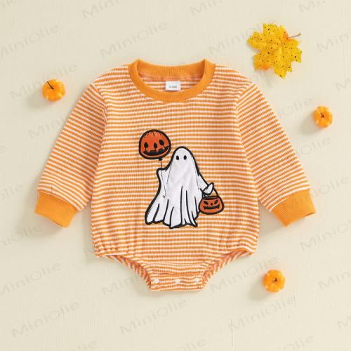 Baby Striped Halloween Ghost Bodysuit