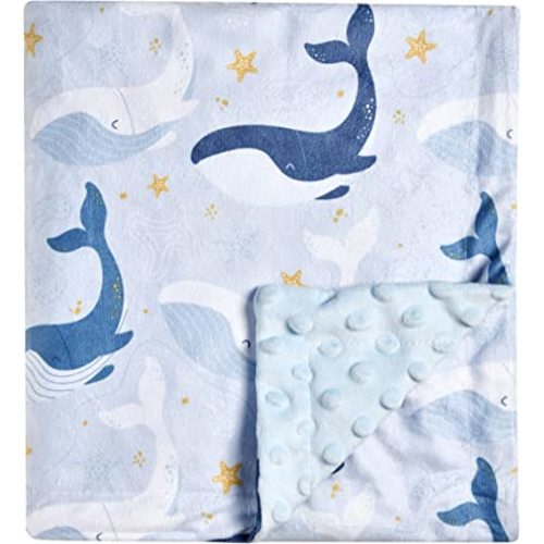 Super Soft Minky Blanket - Blue Whale Blanket with Dotted Backing for Newborns to Toddlers (30 x 40 Inch) - Whale