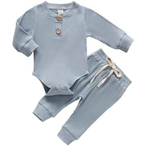 Newborn Baby Girl Boy Fall Clothes 3 6 12 18 24 Months Outfits Long Sleeve Knitted Cotton Romper & Pants Infant Winter Sets
