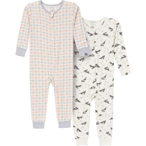 Modern Moments by Gerber Unisex Baby Holiday 2-Pack Tight Fitting Footless Pajamas