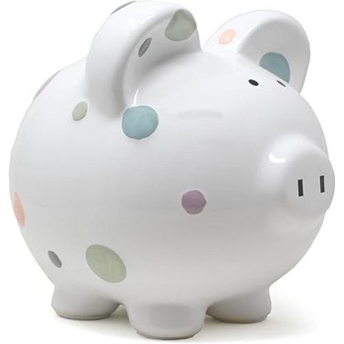 Child to Cherish Ceramic Piggy Bank for Girls, Pastel Multi Dot