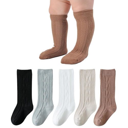EPEIUS Baby Girl & Boy Knee High Socks - Seamless Ribbed/Cable Knit Socks for Newborn to Toddler