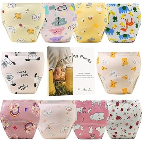 Upairy Training Pants for Boys Girls,Toddler Potty Training Underwear,Leakproof Reusable Kid Confident Panties,Children's Potty Underwear 100% Cotton for 2T-6T(10PCS,S)
