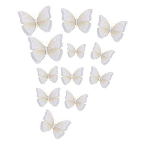 Unique Bargains Room Decor 3D Butterfly Wall Stickers Decal White 12pcs