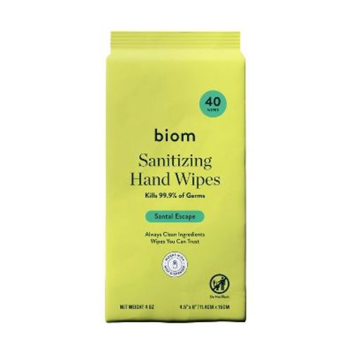 Biom Mini Biodegradable Refillable Hand Sanitizing Wipes - Santal Escape - 40ct
