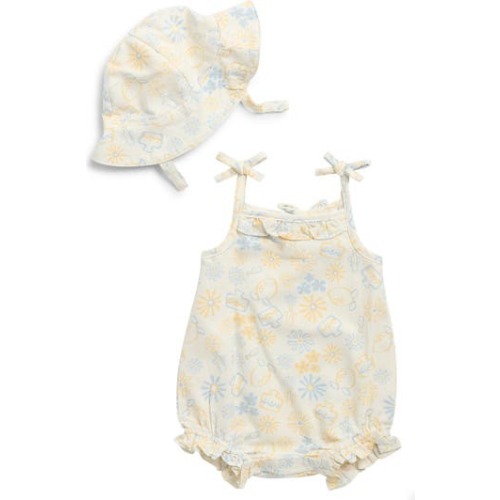 Nicole Miller Floral Bubble Romper & Sun Hat Set | Nordstromrack
