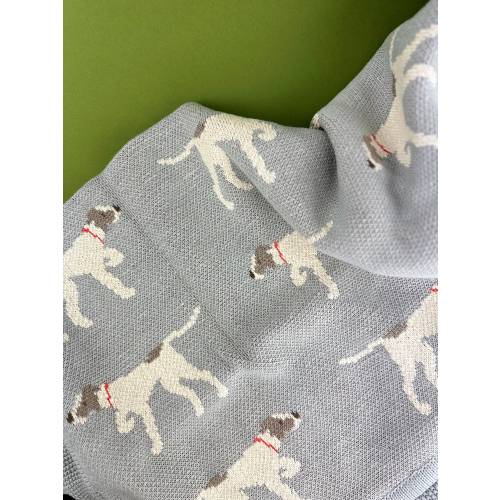 Dog Heirloom Knit Baby Blanket, Pointer dog, baby blue, light blue, toddler bedding